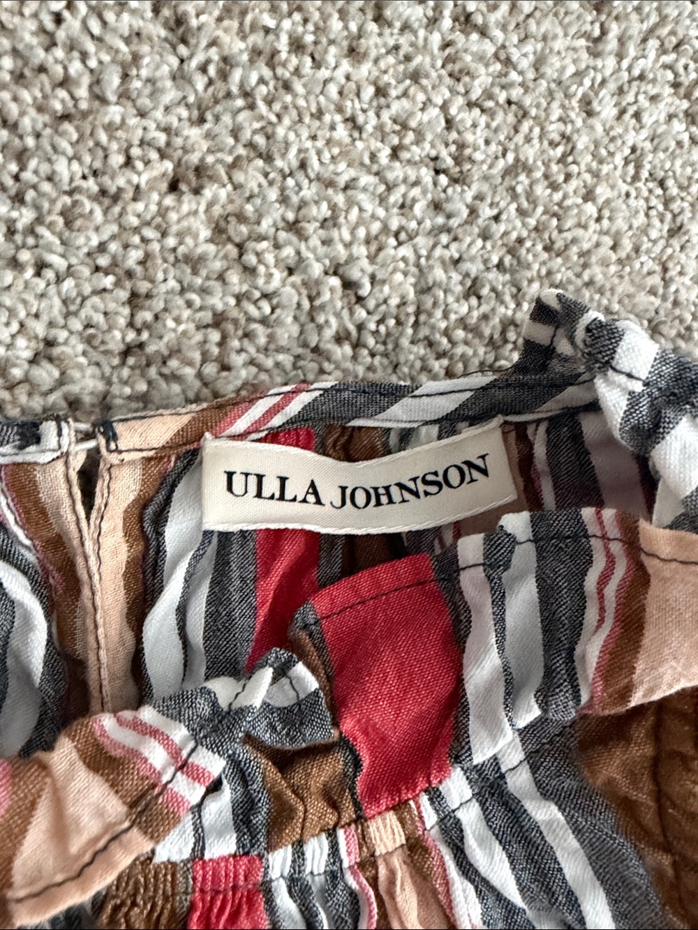 Ulla Johnson Top Adana Tank Ruffle in Poppy Stripe - Picture 5 of 6